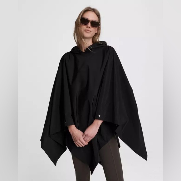 Rag bone packable Addison rain poncho cape black.  Recycled material worn once. - Picture 1 of 15